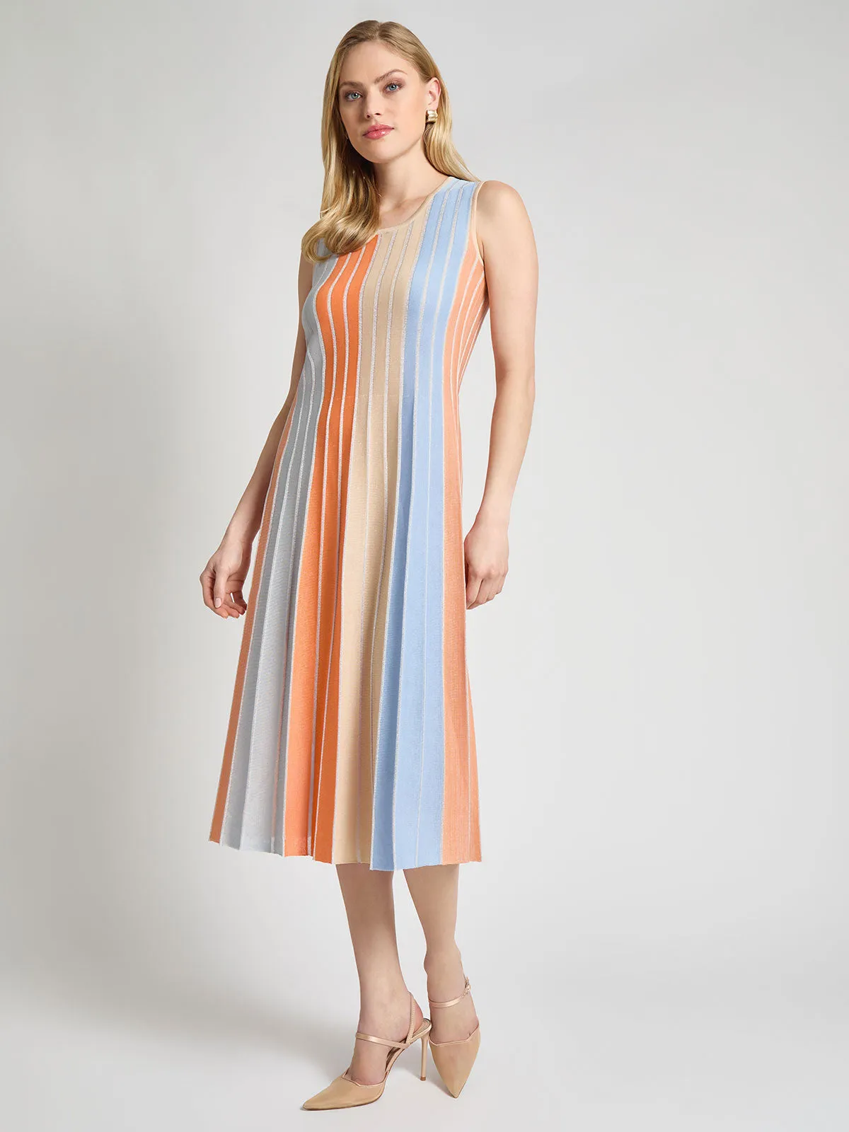 A-Line Lurex Multi-Stripe Knit Maxi Dress - Modern Fit