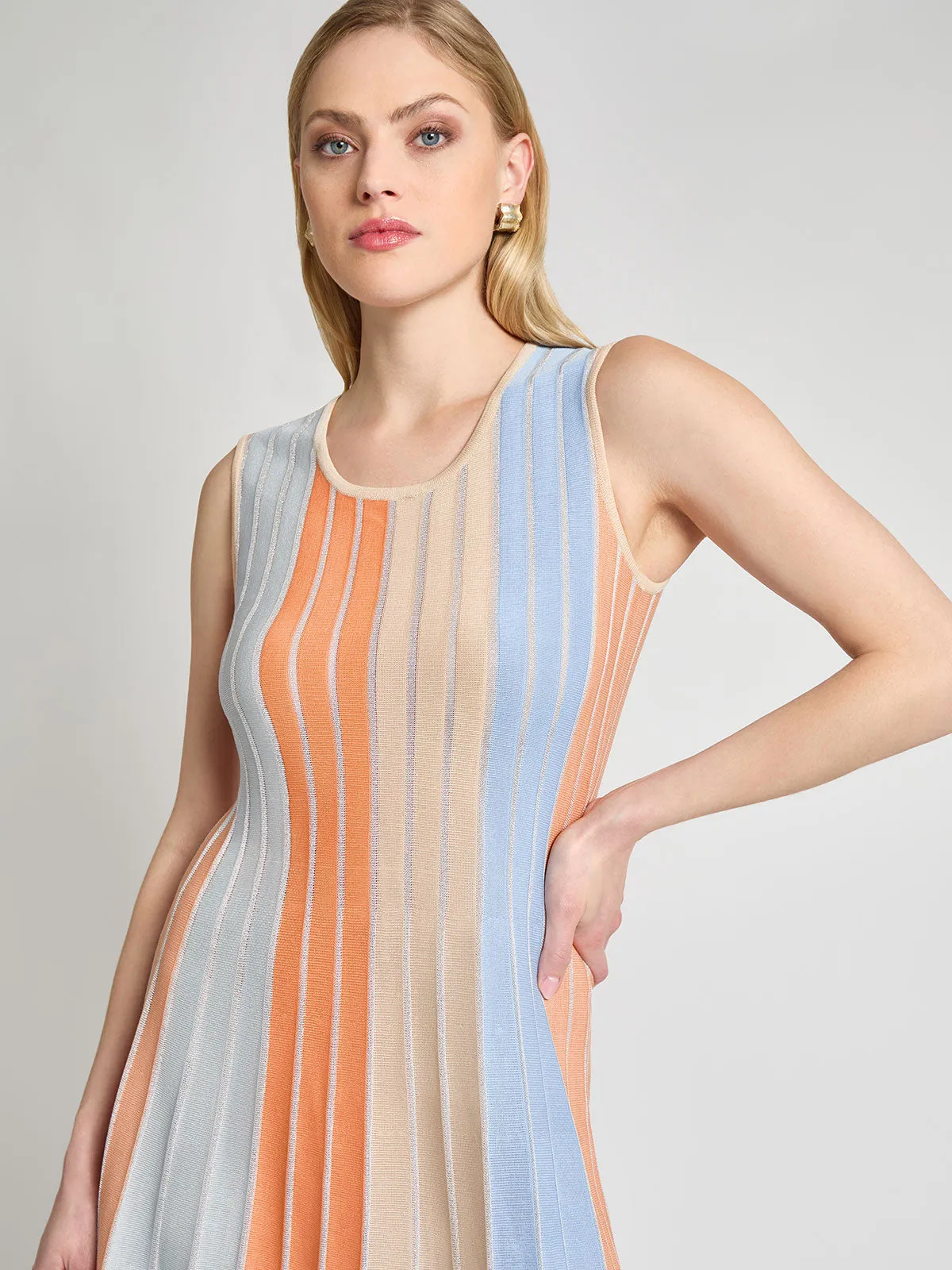 A-Line Lurex Multi-Stripe Knit Maxi Dress - Modern Fit