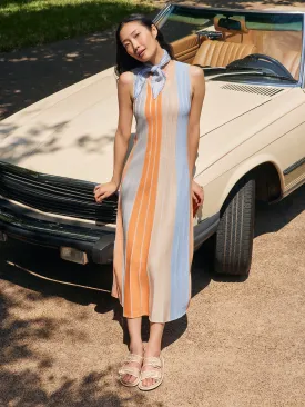 A-Line Lurex Multi-Stripe Knit Maxi Dress - Modern Fit