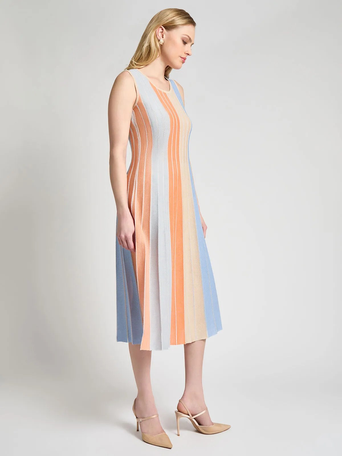 A-Line Lurex Multi-Stripe Knit Maxi Dress - Modern Fit