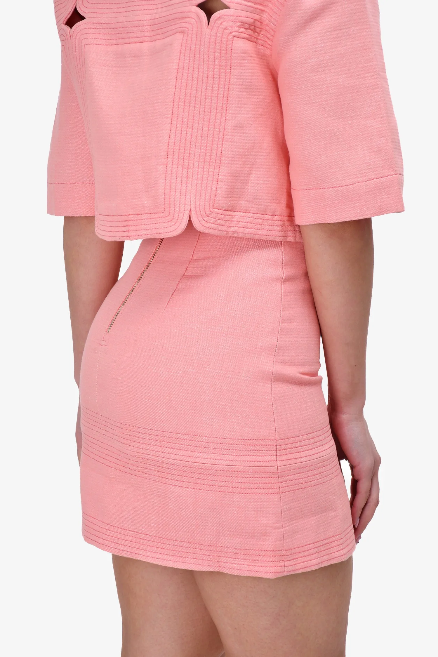 Acler Coral 'Briar' Cut Out Detail High Waisted Mini Skirt Size 4