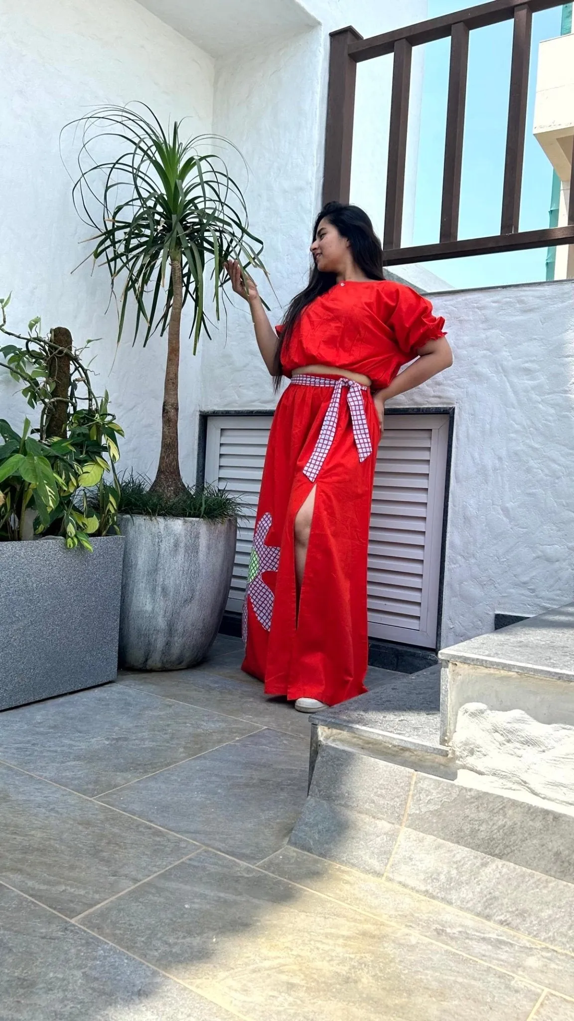Aditi Fiery Red 2 Pc Skirt Co-Ord Set