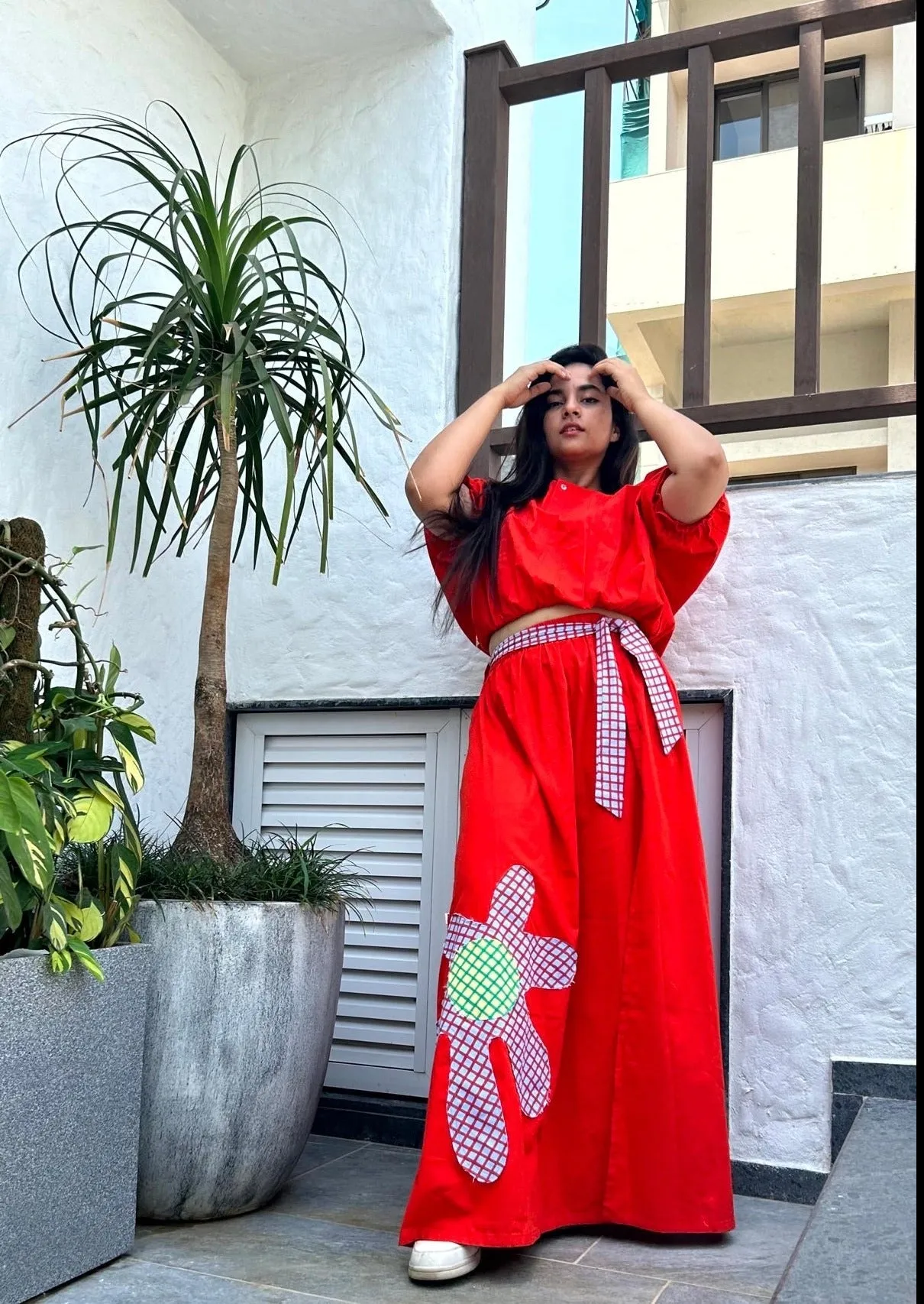 Aditi Fiery Red 2 Pc Skirt Co-Ord Set