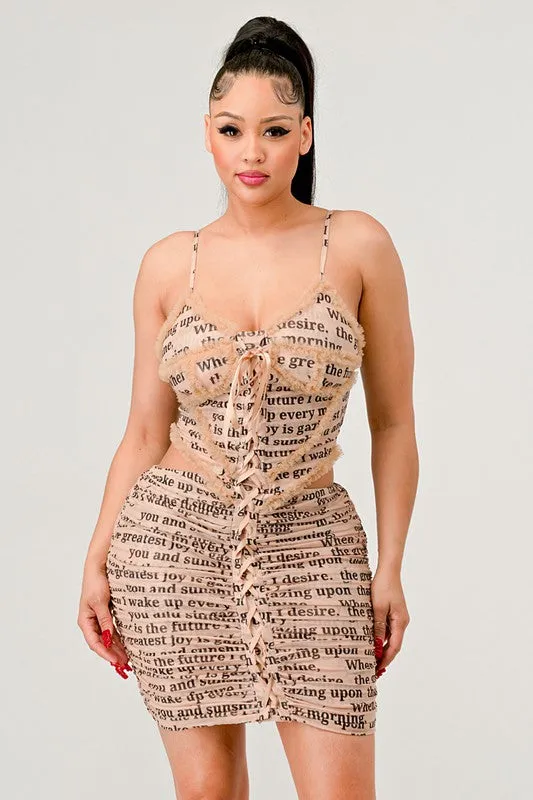 Athina Newsletter Print Sexy Mini Dress