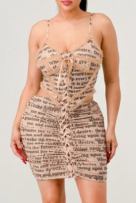 Athina Newsletter Print Sexy Mini Dress