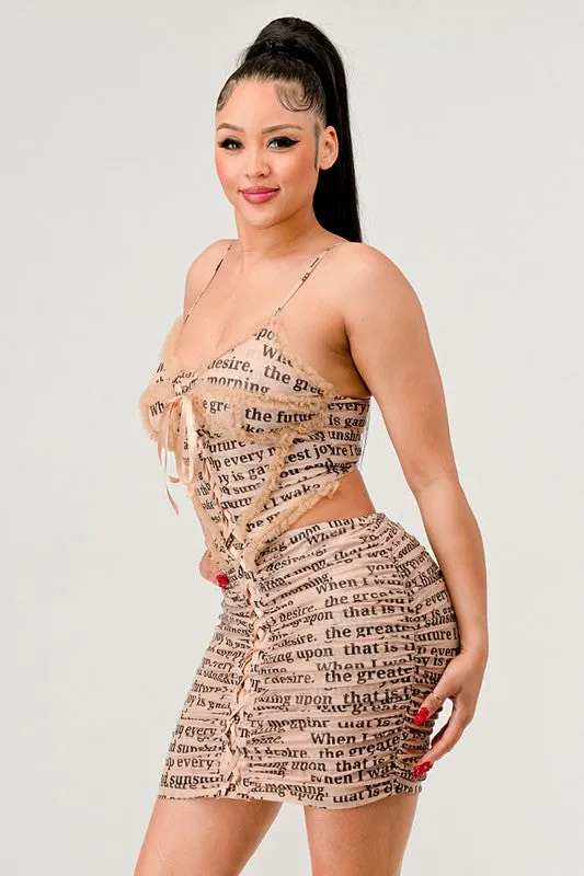 Athina Newsletter Print Sexy Mini Dress