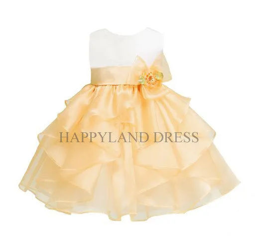 B808 Satin with Organza Ruffle Dress (3 Diff. Colors)