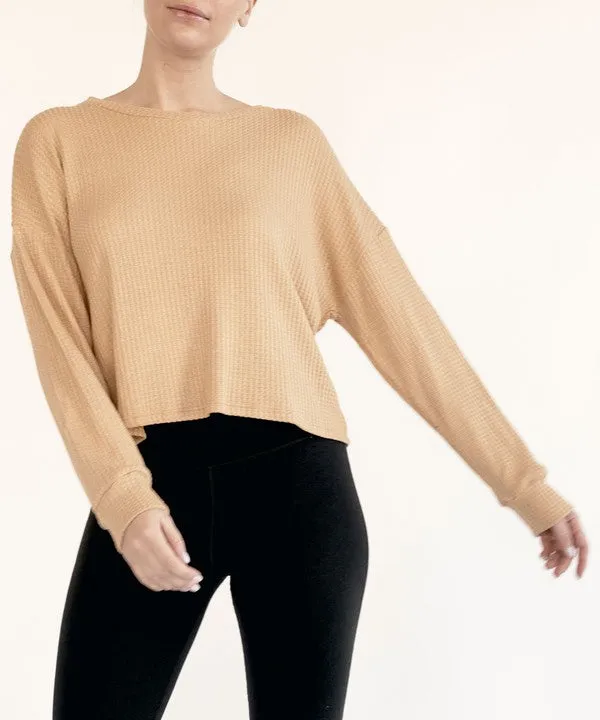 Bamboo Waffle Loose Crop T