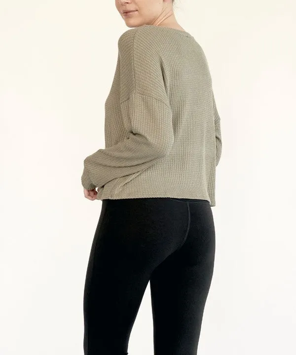Bamboo Waffle Loose Crop T