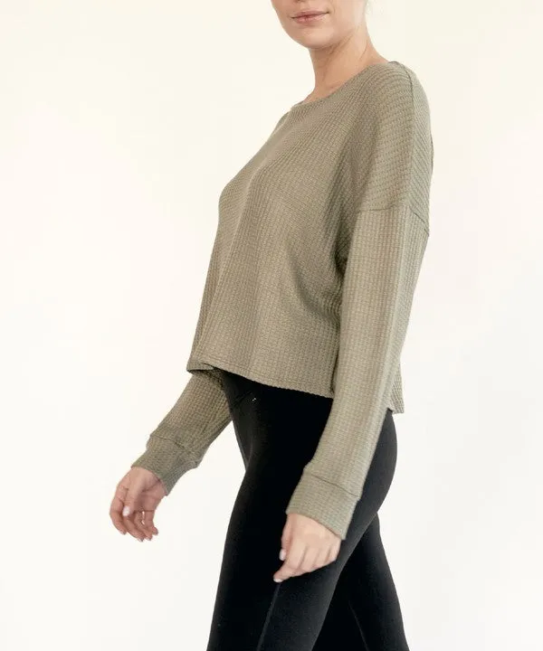 Bamboo Waffle Loose Crop T
