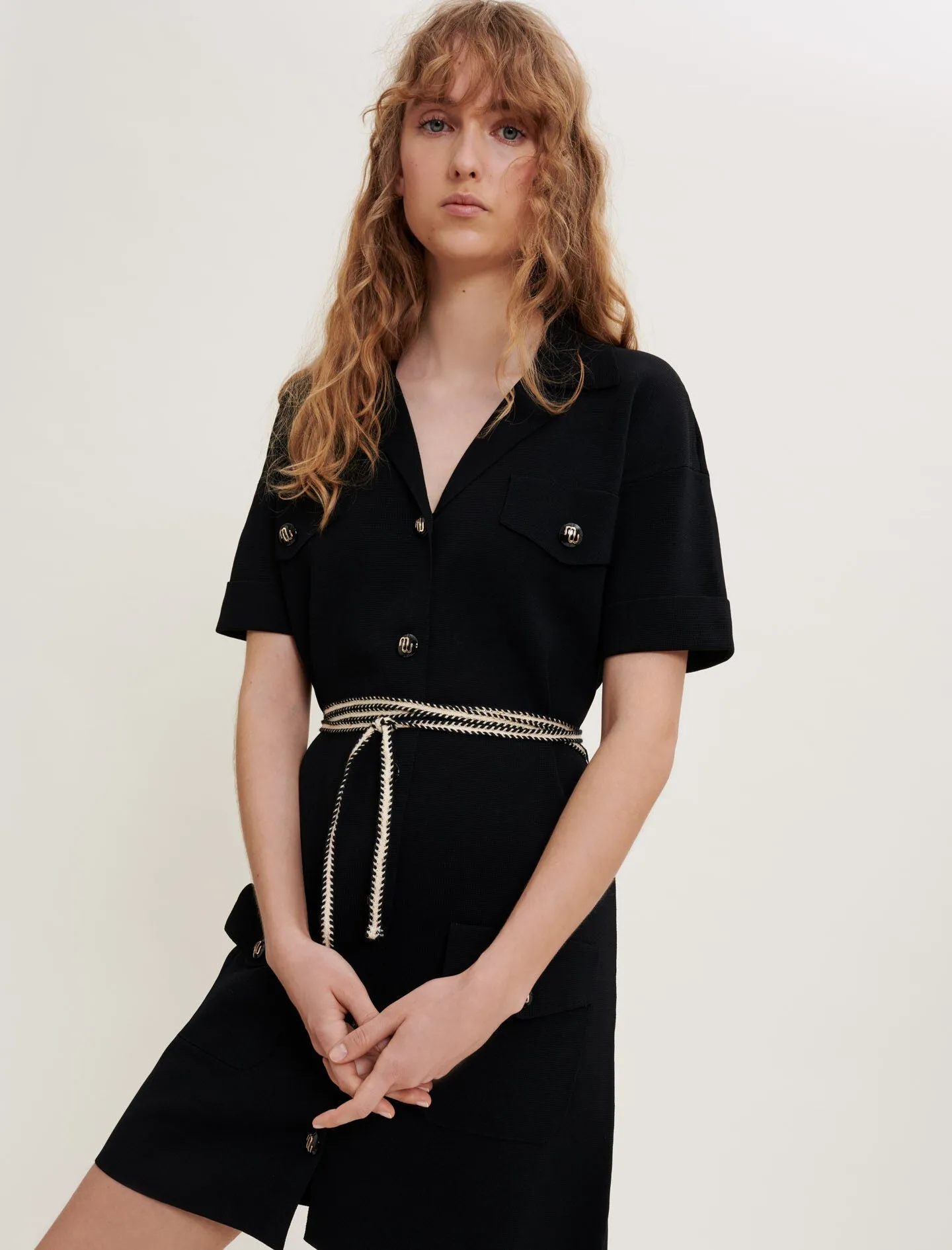BELTED KNIT DRESS