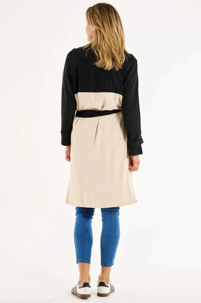 Betty Basics Splice Trench Coat Black Ivory
