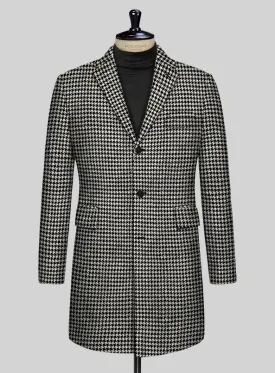 Big Houndstooth BW Tweed Overcoat