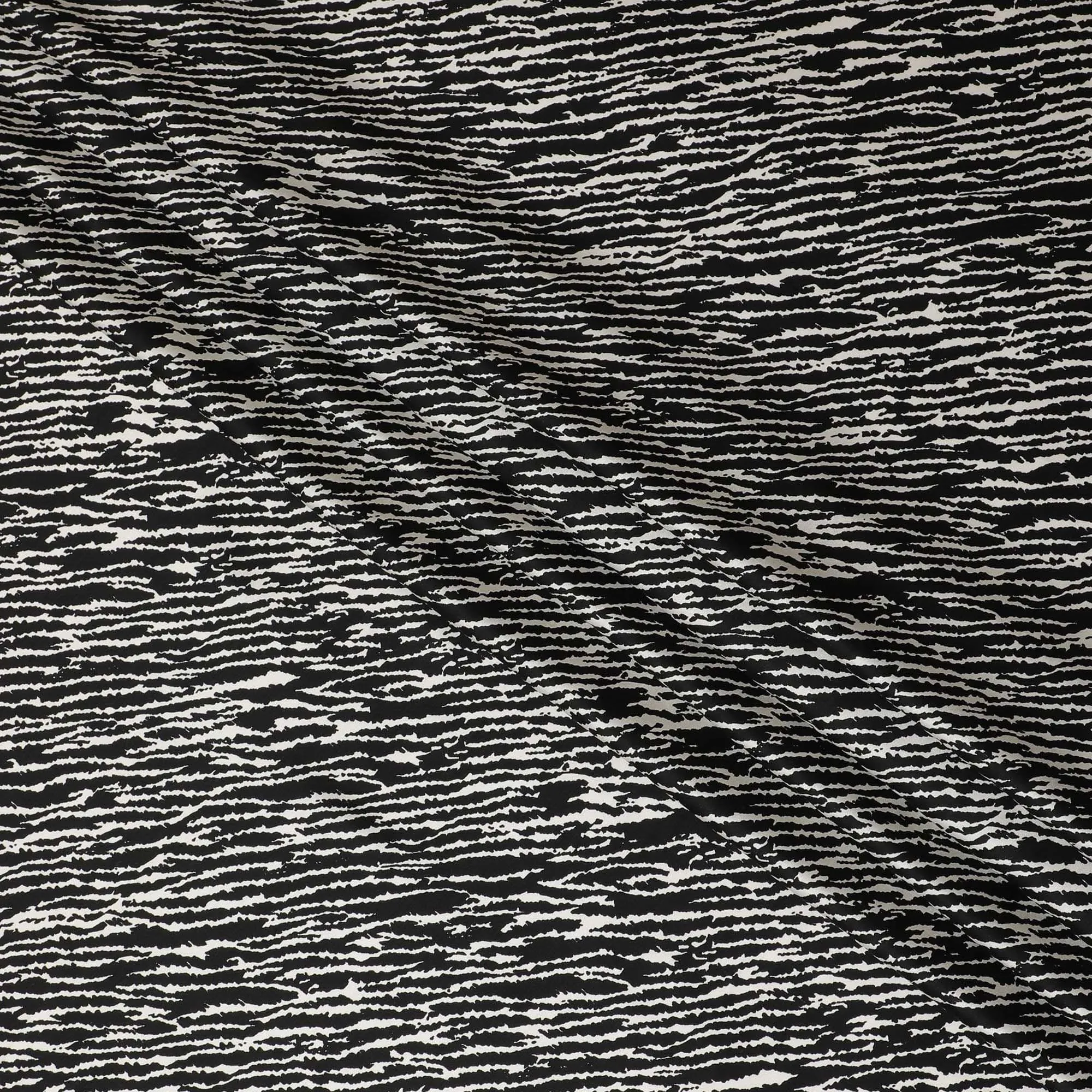 Black premium Italian viscose fabric with white print in fancy design-D12533