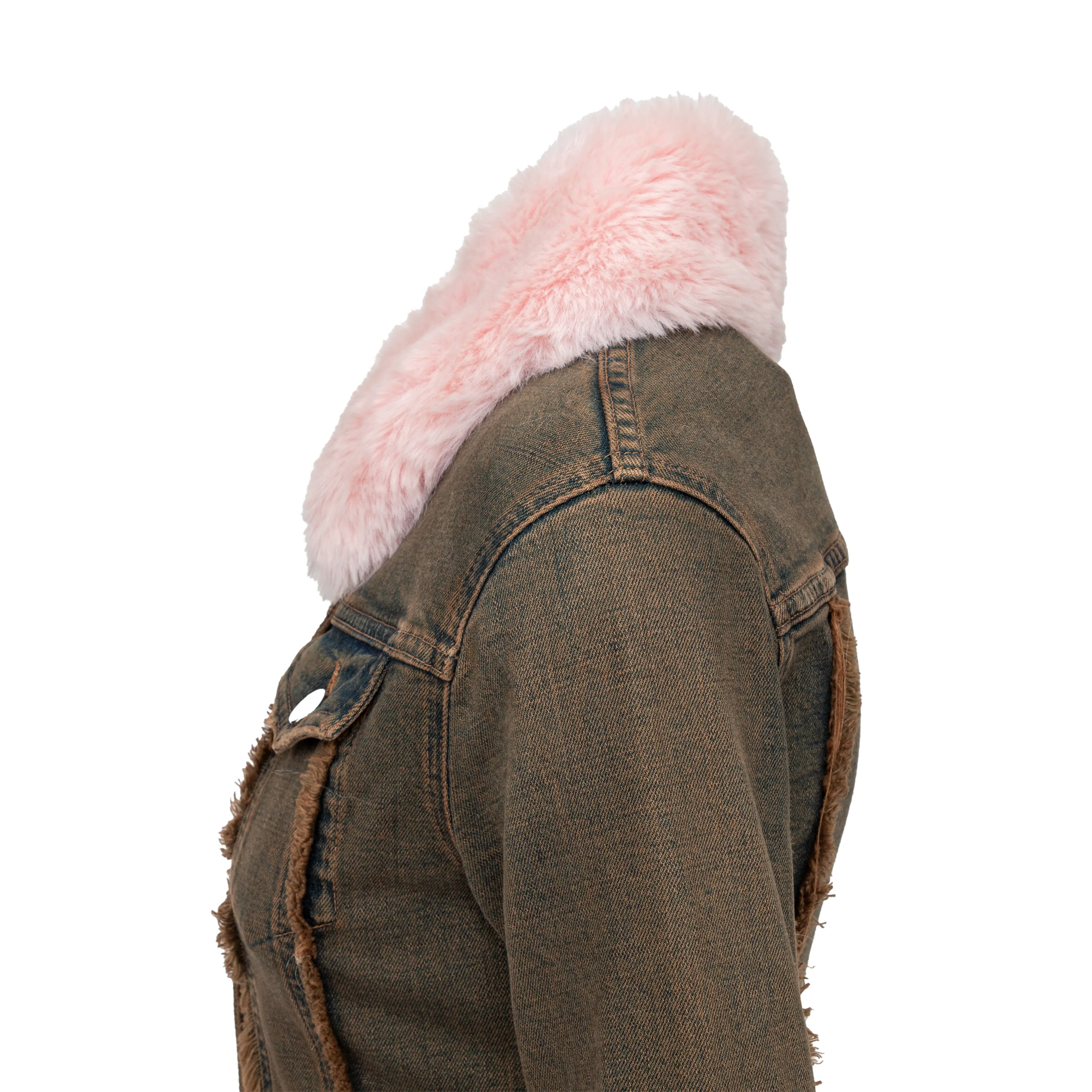 Blumarine Denim Overcoat with Faux Fur - '20s