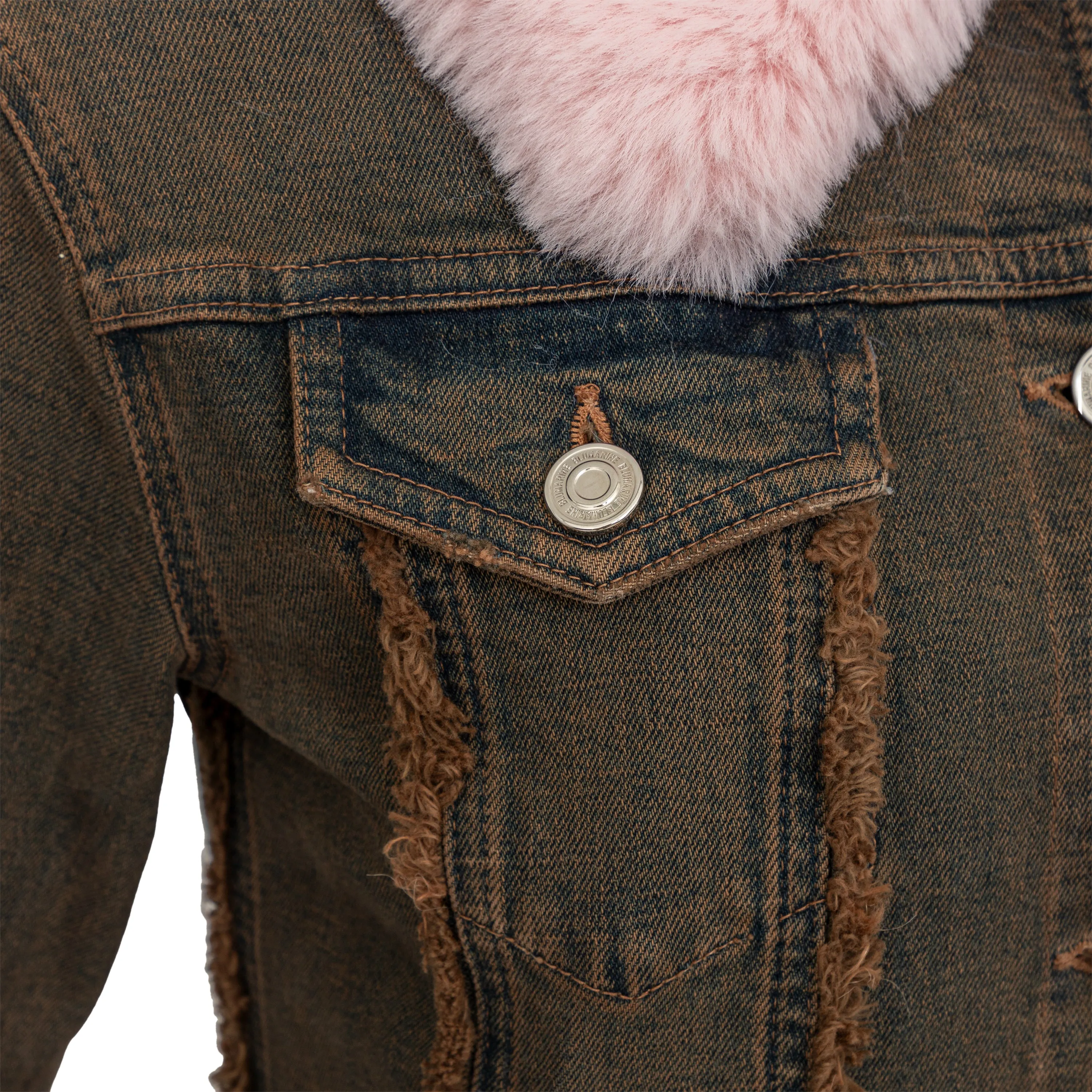 Blumarine Denim Overcoat with Faux Fur - '20s