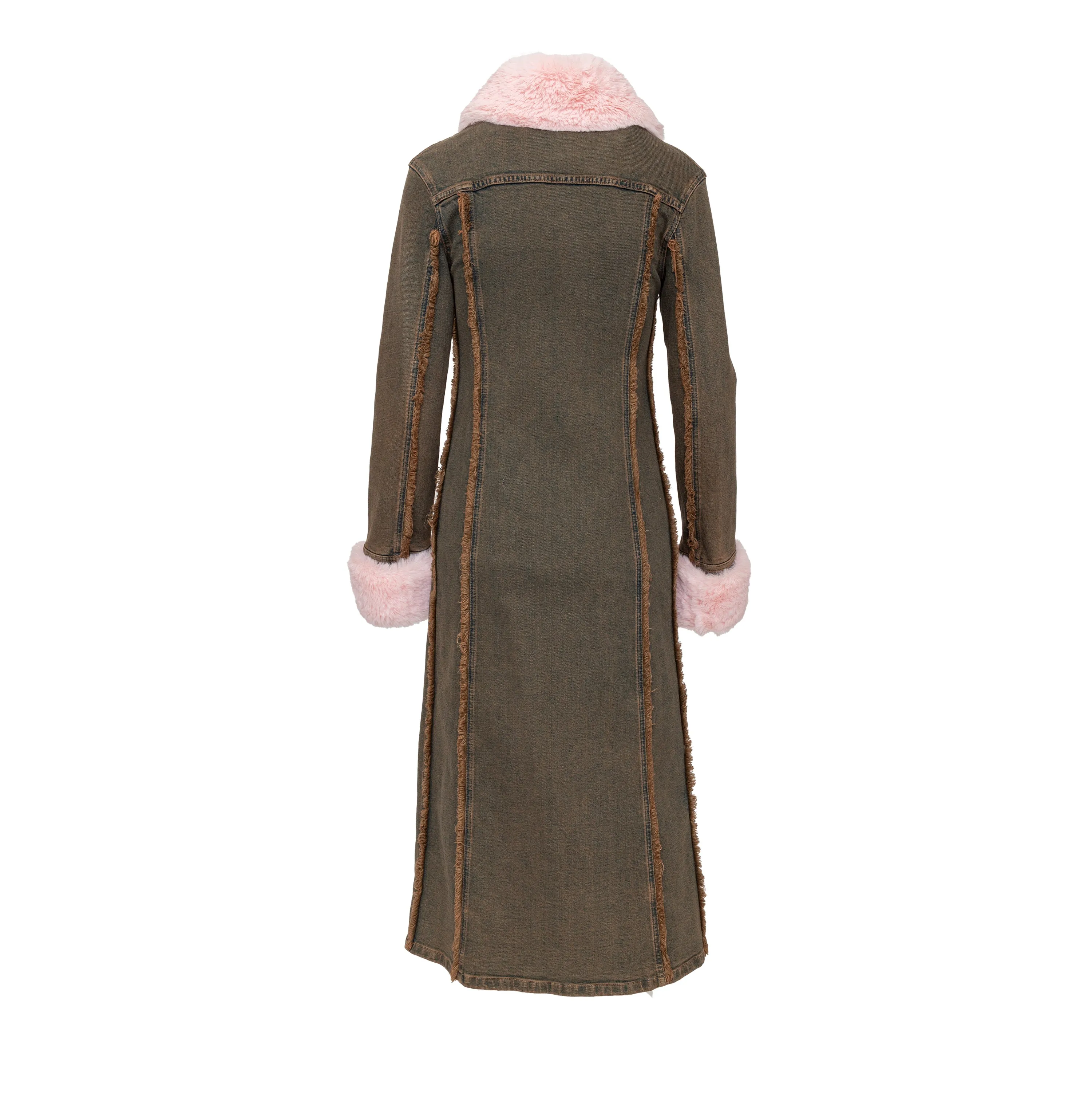 Blumarine Denim Overcoat with Faux Fur - '20s