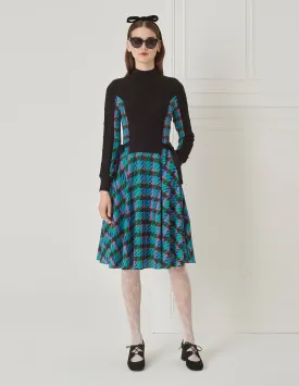 BORA AKSU Faux Two-Piece Houndstooth Print Needle Shuttle Dress