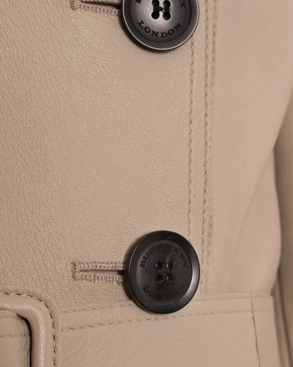 Burberry Beige Leather Short Trench Coat Jacket - 6