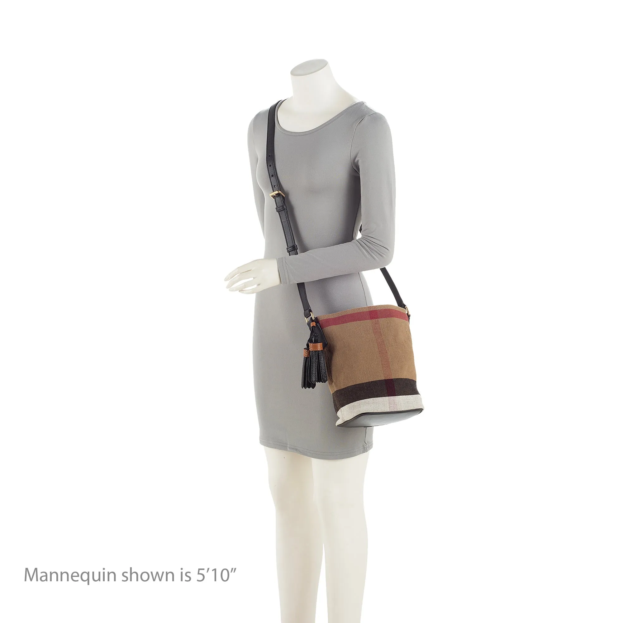 Burberry Canvas Check Ashby Mini Hobo (SHF-23360)