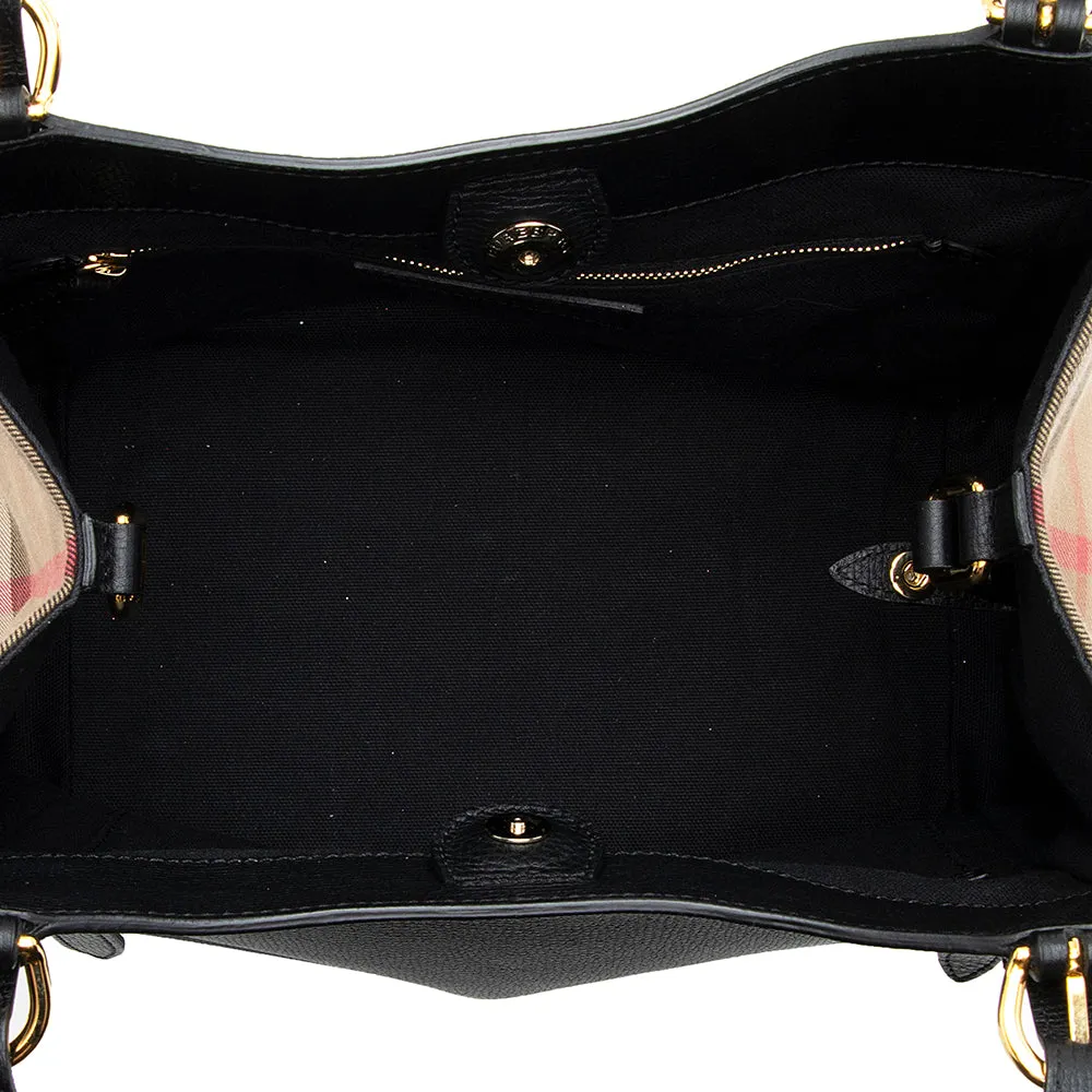 Burberry Leather House Check Derby Canterbury Small Tote (SHF-18431)