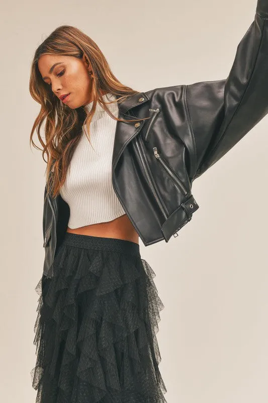 Carrie Black Textured Mesh Midi Skirt