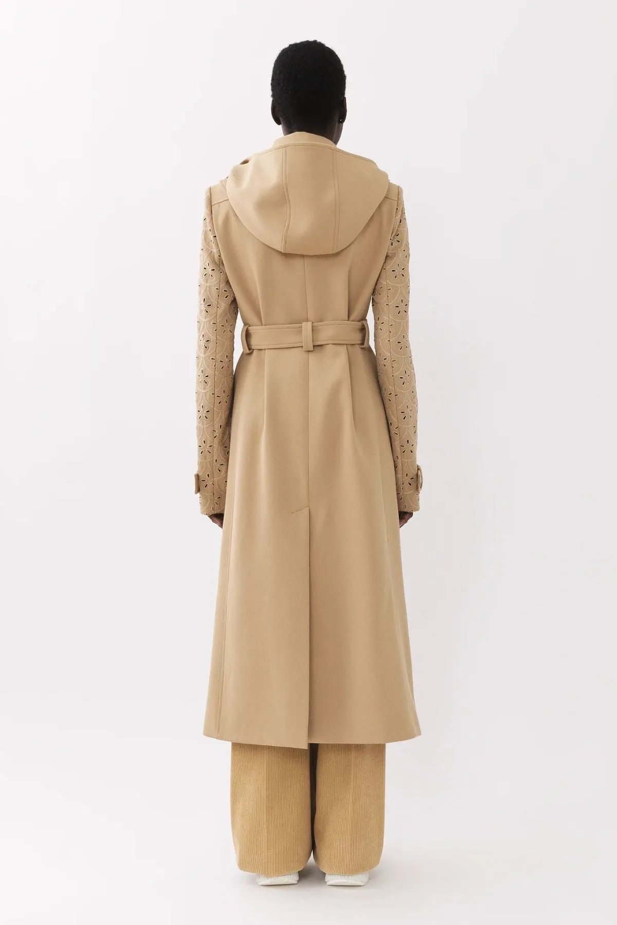 Chlo Broderie Anglais Trench Coat - Pearl Beige
