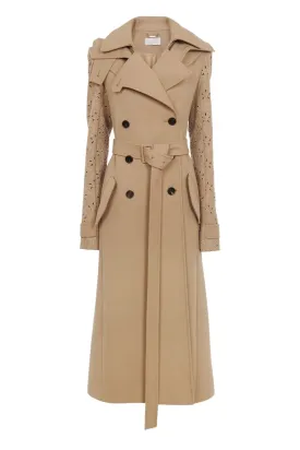 Chlo Broderie Anglais Trench Coat - Pearl Beige
