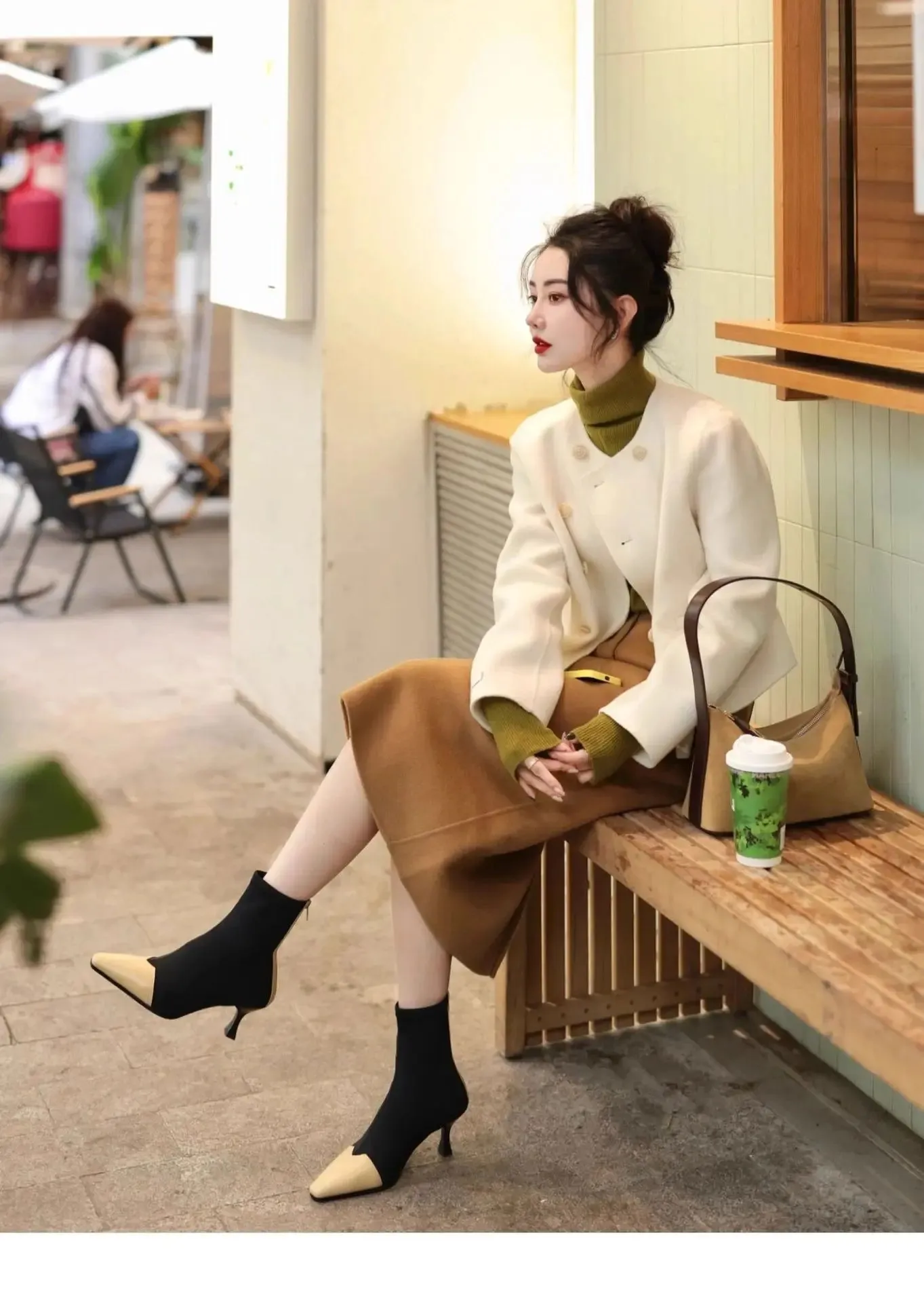 cold weather outfits Joskaa Fashionable High-End Tweed Style Women's Sweater Skirt Leather Jacket Suit New Arrival Autumn 2024 Elegant and Stylish