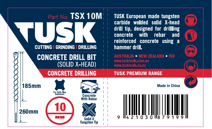Concrete Drill Bits (X Solid Head) 10 x 260