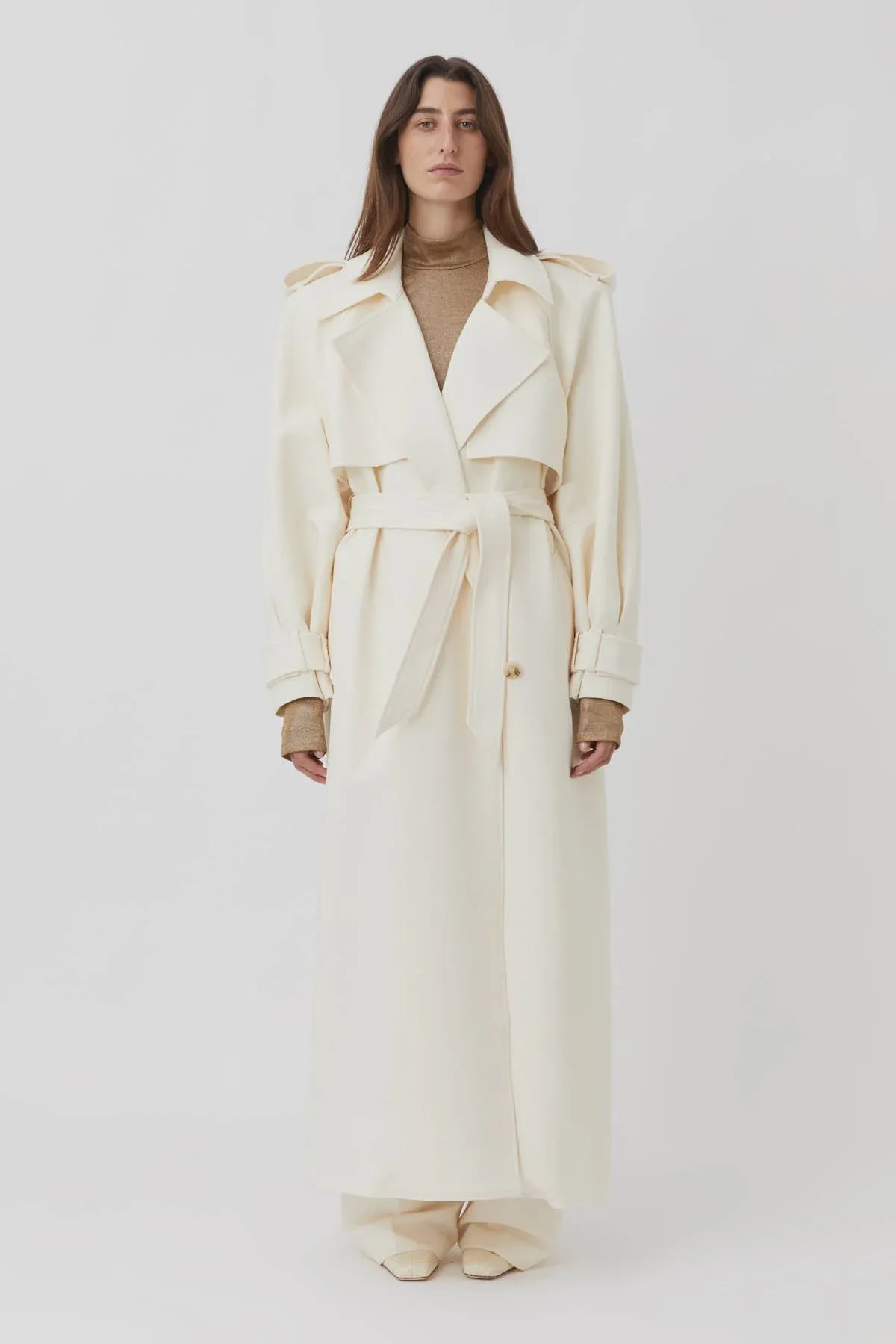 Cora Maxi Trench Coat Cream