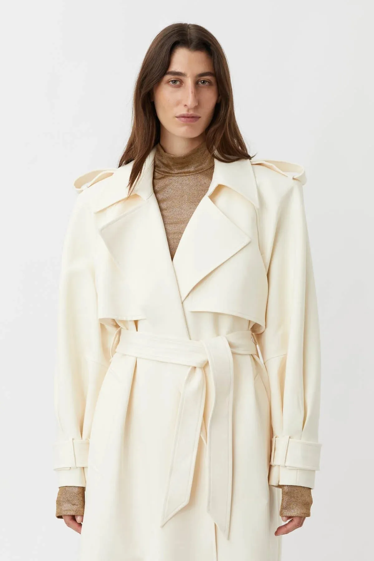 Cora Maxi Trench Coat Cream