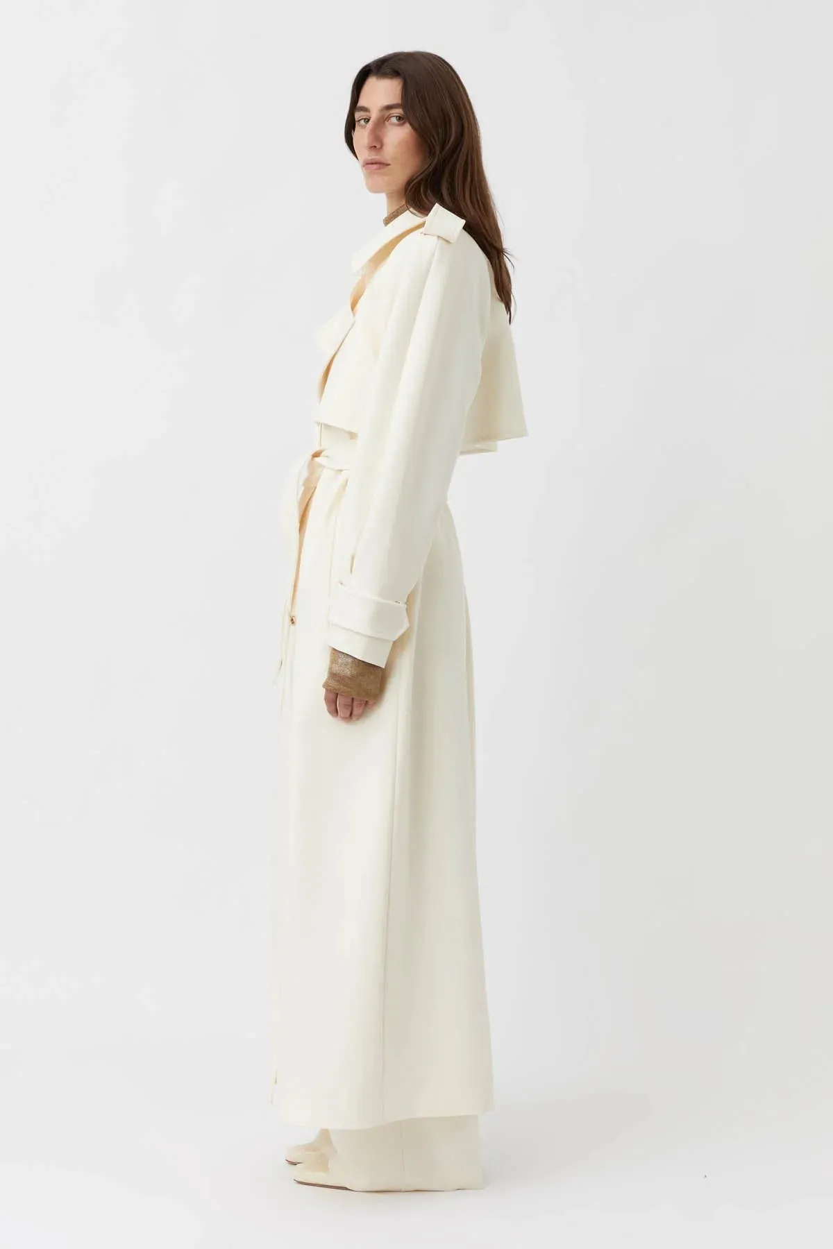 Cora Maxi Trench Coat Cream