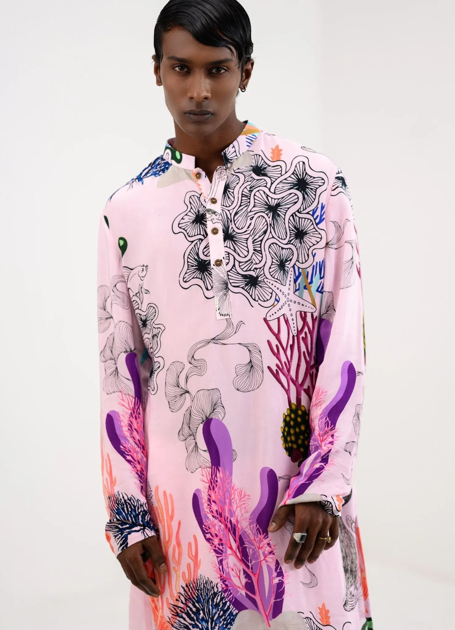 Coral Roseate Kurta Pant Set