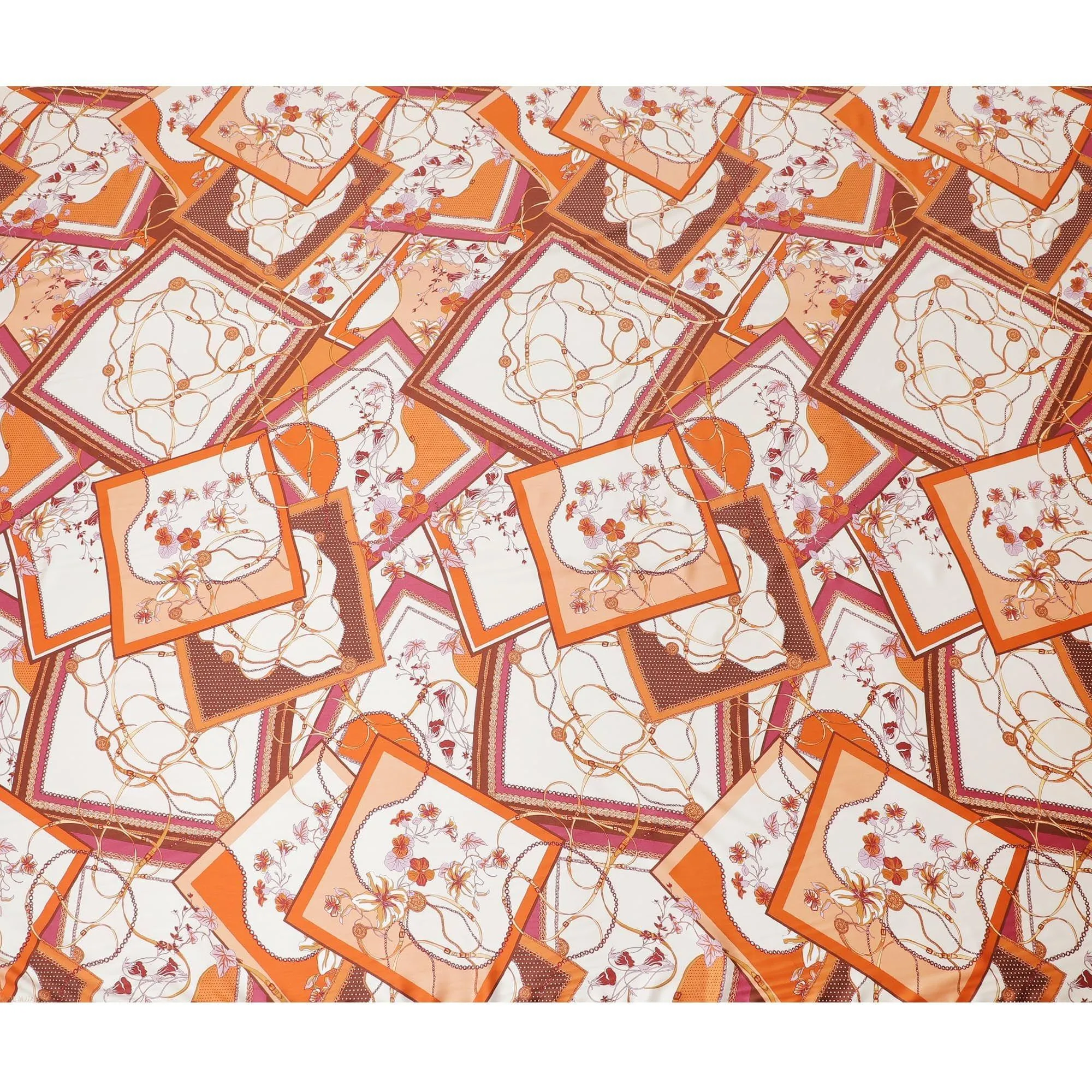 Cream Premium Italian viscose fabric with multicolor print in abstract design-D12523