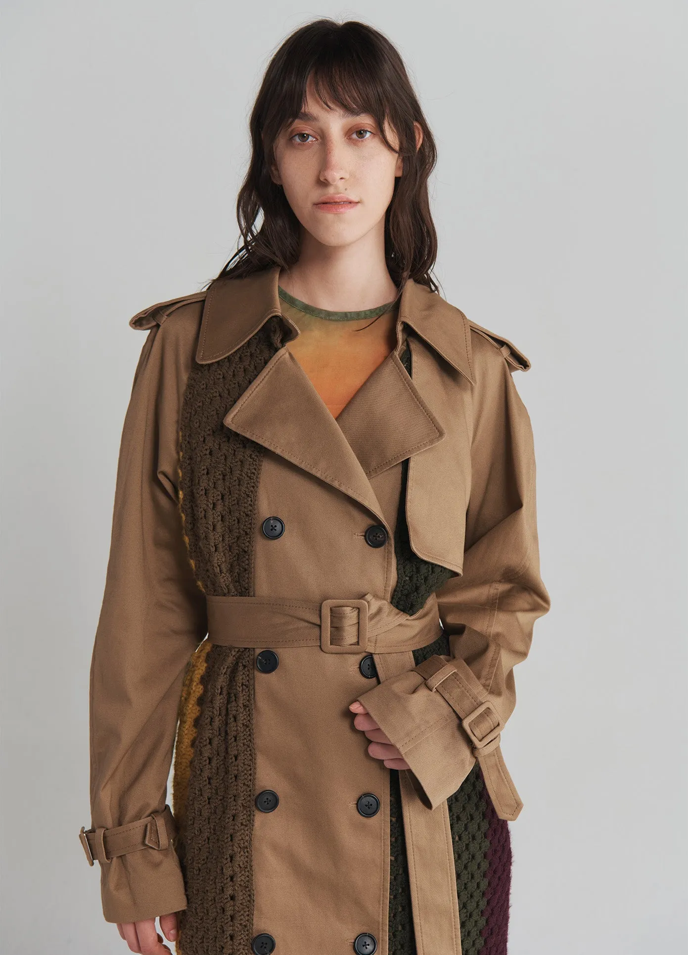 Crochet Combo Trench Coat