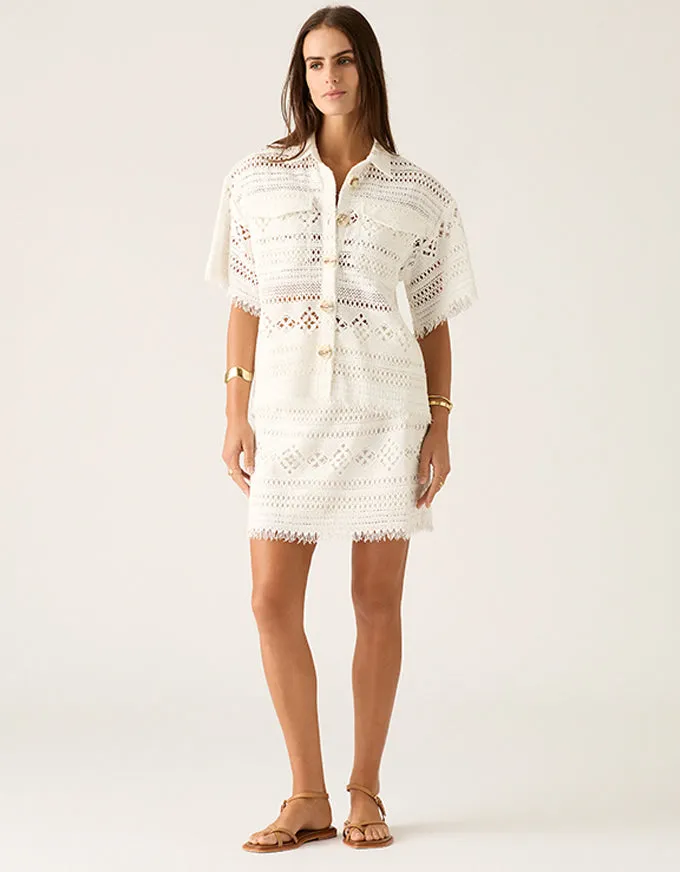 Daniela Textured Mini Skirt White