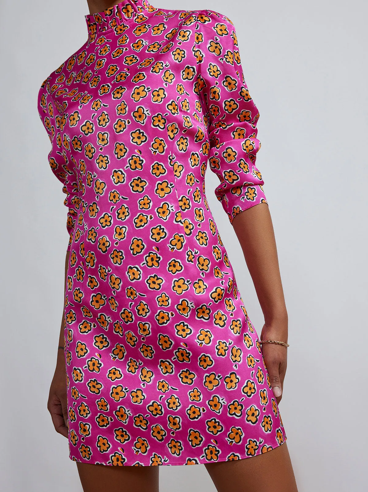 Danika Pink Painted Floral Mini Dress