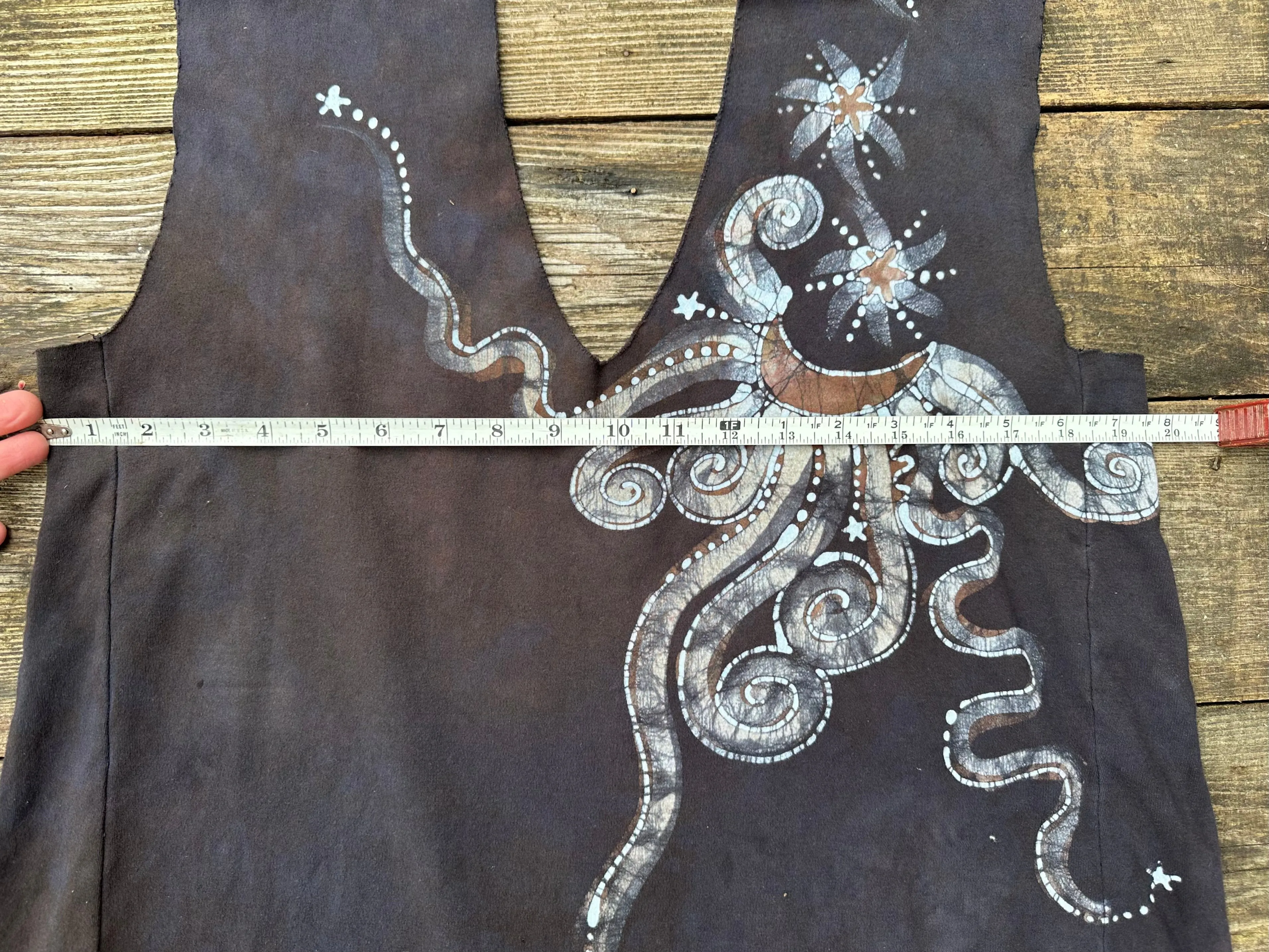 Daytime Dark Woods Organic Cotton Batik Dress Tunic Top - size Large