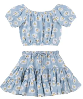 Designer Kidz Top & Skirt - Chambray Blue