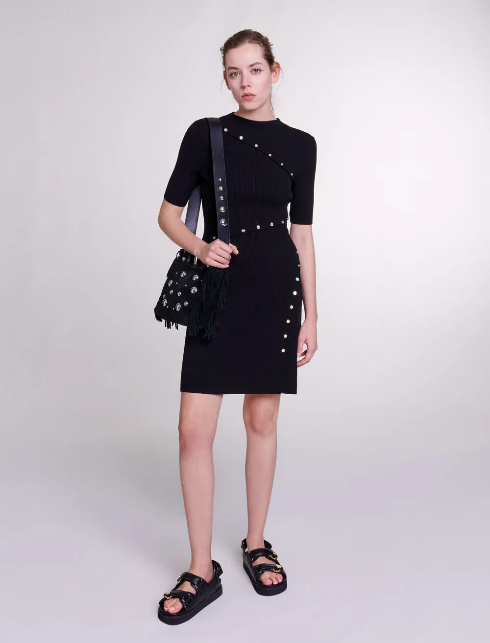 Dress in ribbed knit