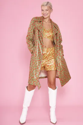 Faux Suede Heart Trench Coat