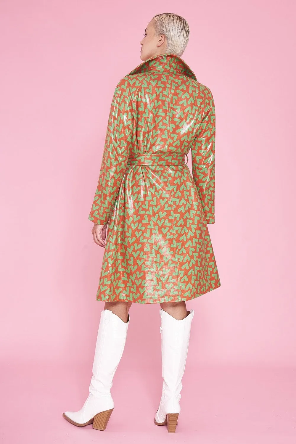 Faux Suede Heart Trench Coat