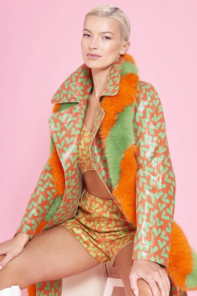 Faux Suede Heart Trench Coat