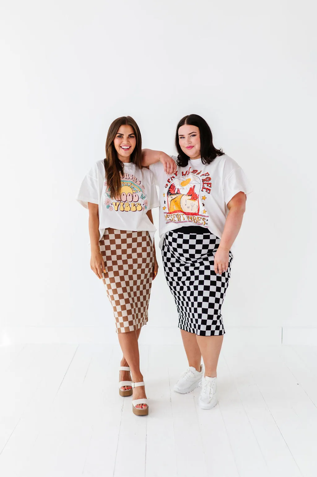 Finish Line Checkered Skirt in Black