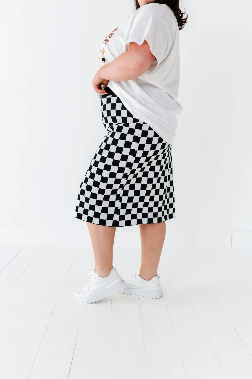 Finish Line Checkered Skirt in Black