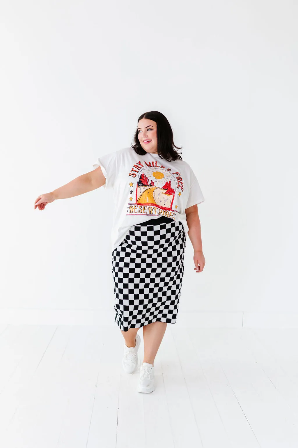 Finish Line Checkered Skirt in Black