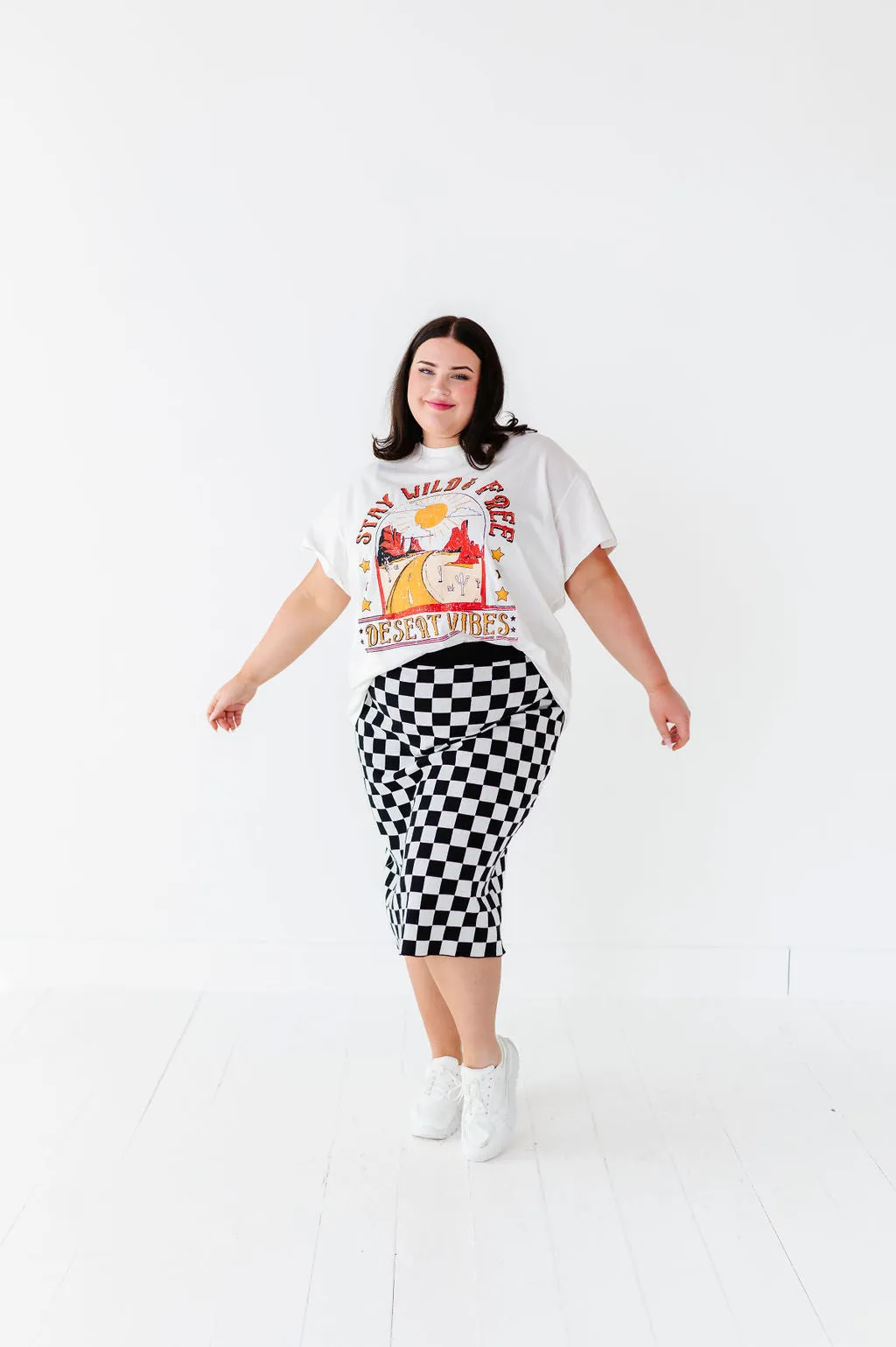 Finish Line Checkered Skirt in Black