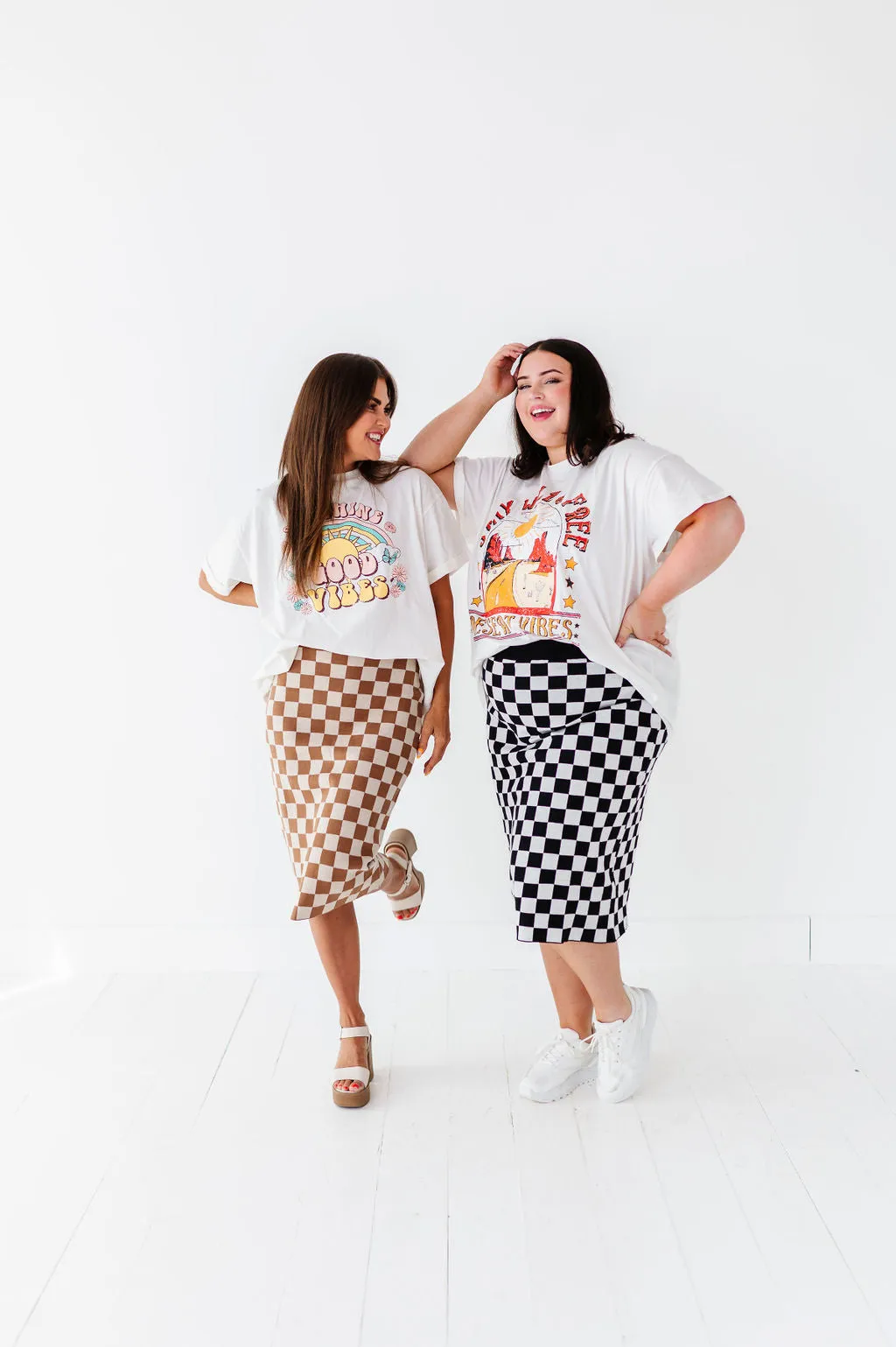 Finish Line Checkered Skirt in Black