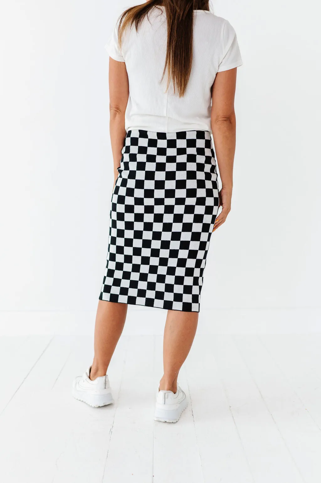 Finish Line Checkered Skirt in Black